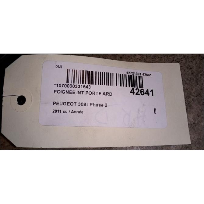 Poignee int porte ard occasion PEUGEOT 308 I Phase 2 04-2011->12-2014 1.6 THP 156ch 9144C8 3