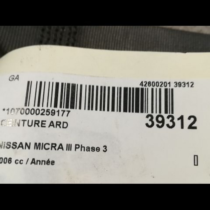 Ceinture arrière droite occasion NISSAN MICRA III Phase 3 11-2007->11-2010 1.4i 88ch 88844BC315 4