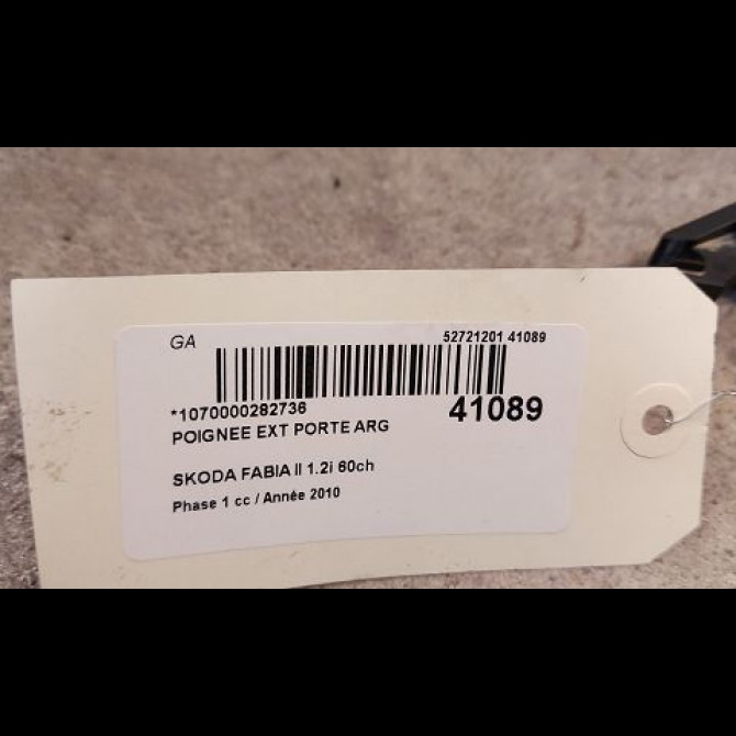 Poignee ext porte arg occasion SKODA FABIA II Phase 1 05-2007->03-2010 1.2i 60ch 3B0837205G01C 2