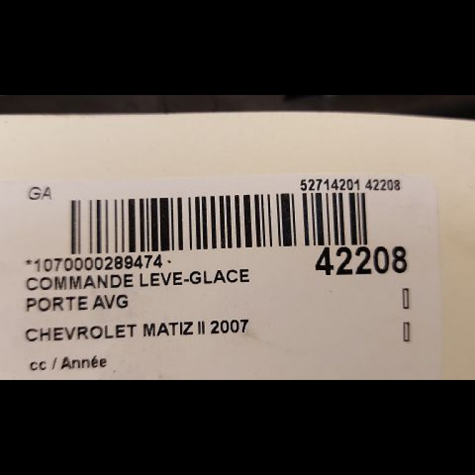 Commande lève-glace porte avant gauche occasion CHEVROLET MATIZ II Phase 1 06-2005->09-2009 0.8i 3