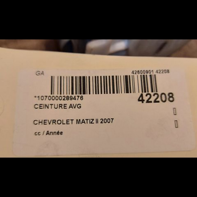 Ceinture avant gauche occasion CHEVROLET MATIZ II Phase 1 06-2005->09-2009 0.8i 96422808 4