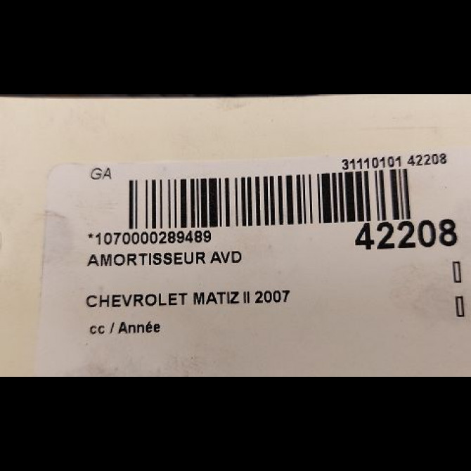 Amortisseur avant droit occasion CHEVROLET MATIZ II Phase 1 06-2005->09-2009 0.8i 96424402 2