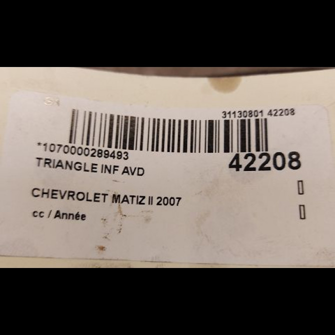 Triangle inf avd occasion CHEVROLET MATIZ II Phase 1 06-2005->09-2009 0.8i 96611265 2