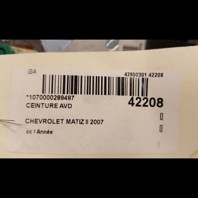 Ceinture avant droite occasion CHEVROLET MATIZ II Phase 1 06-2005->09-2009 0.8i 96422809 4