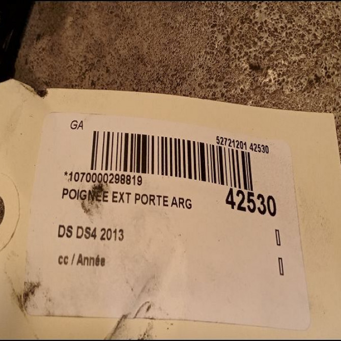 Poignee ext porte arg occasion DS 146 Phase 1 04-1995->04-1999 2.0 HDI 135ch 9101PY 2