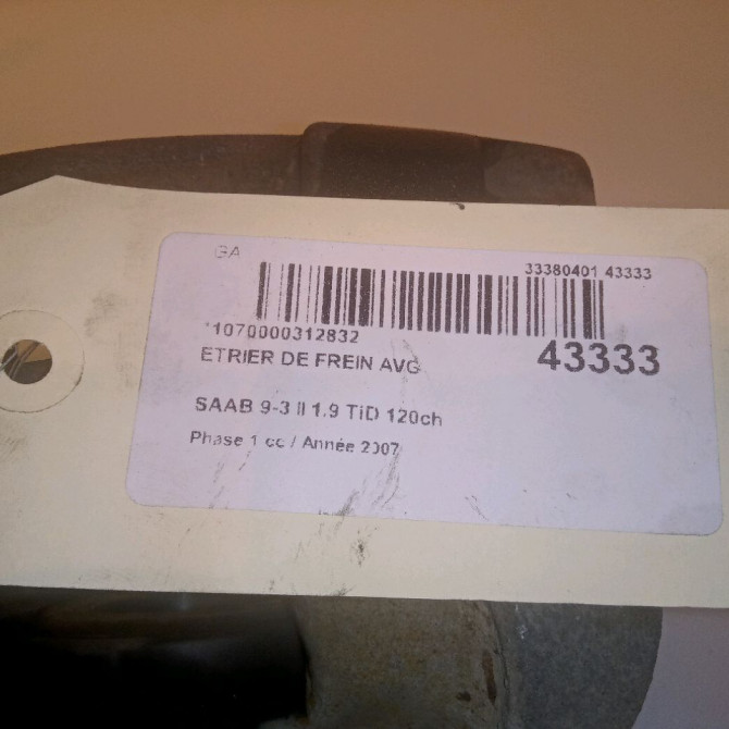 Etrier de frein avant gauche occasion SAAB 9-3 II Phase 1 09-2005->09-2007 1.9 TiD 120ch 93176375 5