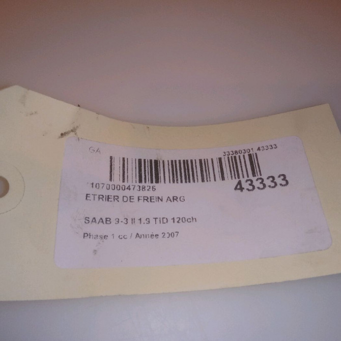 Etrier de frein arrière gauche occasion SAAB 9-3 II Phase 1 09-2005->09-2007 1.9 TiD 120ch 93172184 5