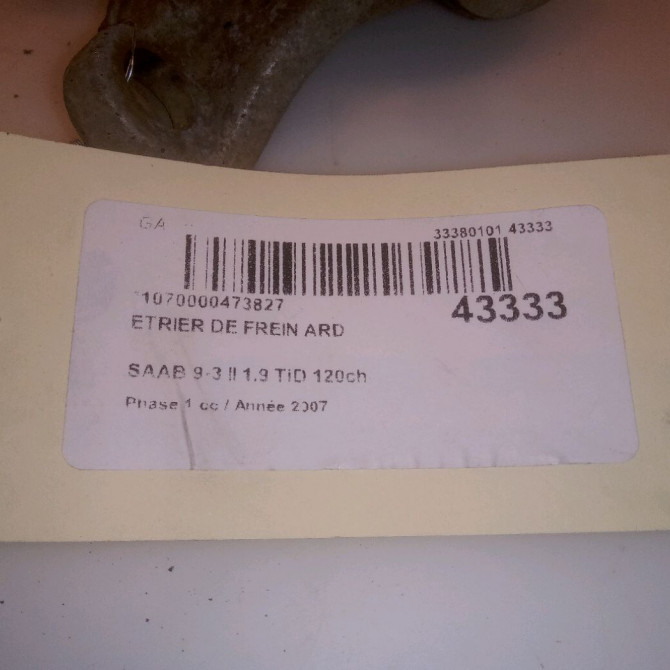 Etrier de frein arrière droit occasion SAAB 9-3 II Phase 1 09-2005->09-2007 1.9 TiD 120ch 93172185 5