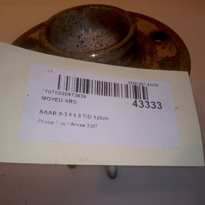 Moyeu arg occasion SAAB 9-3 II Phase 1 09-2005->09-2007 1.9 TiD 120ch 93170611 5