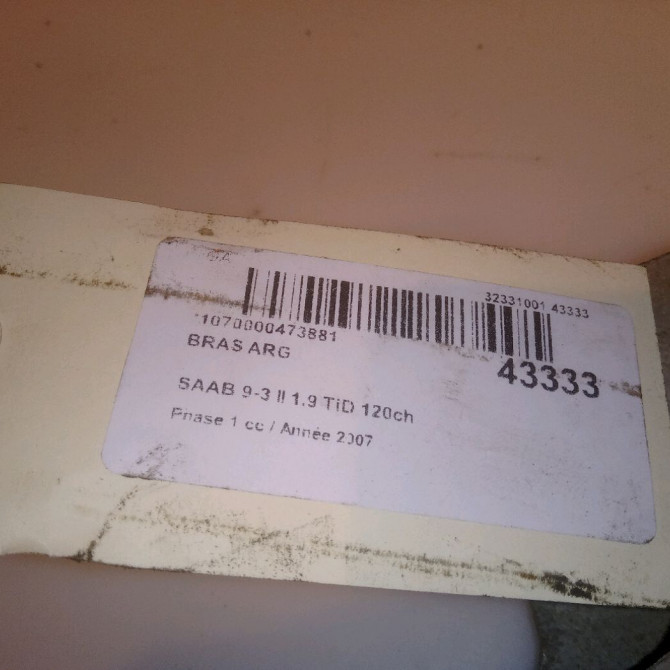 Bras arg occasion SAAB 9-3 II Phase 1 09-2005->09-2007 1.9 TiD 120ch 4