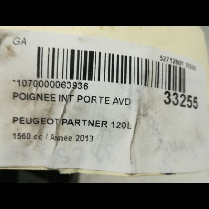 Poignee int porte avd occasion PEUGEOT PARTNER II Phase 2 05-2012->... 9144C1 3