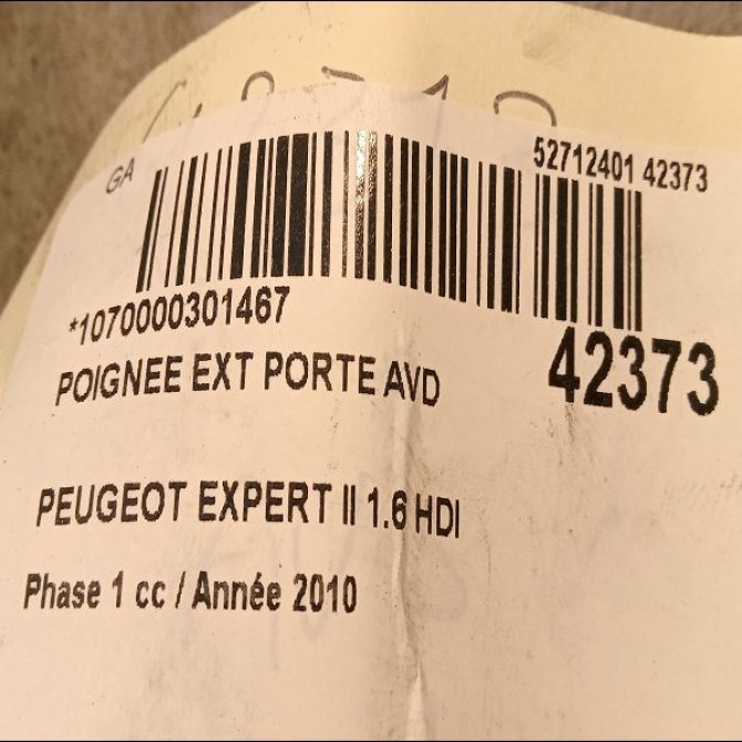 Poignee ext porte avd occasion PEUGEOT EXPERT II Phase 1 01-2007->... 1.6 HDI 90ch 9101GG 2