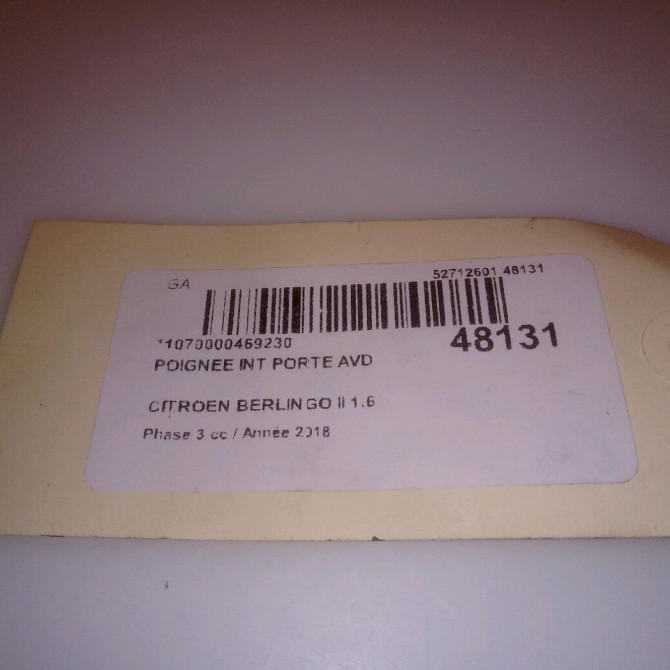 Poignee int porte avd occasion CITROEN BERLINGO II Phase 3 04-2015->... 1.6 HDi 75ch 9144C1 4