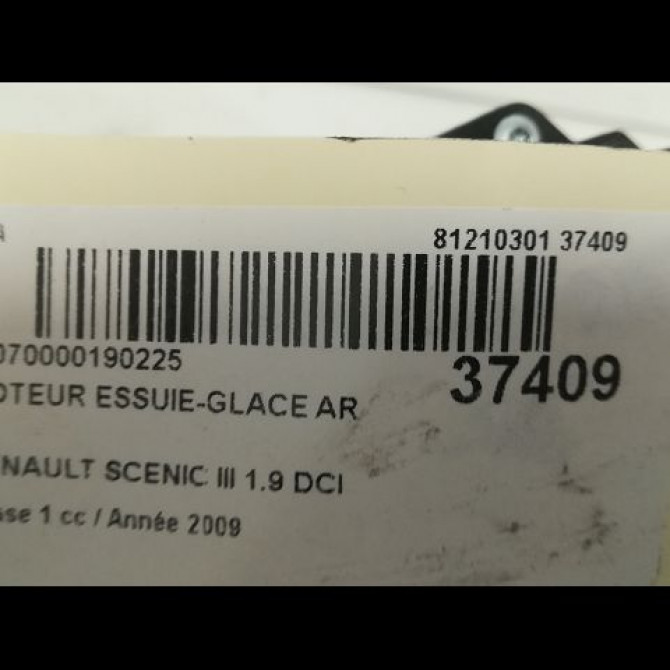 Moteur essuie-glace arrière occasion RENAULT SCENIC III Phase 1 04-2009->11-2011 1.9 DCI 130ch 287100010R 3