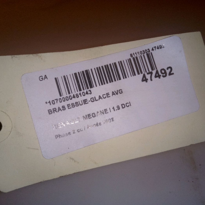 Bras essuie-glace avant gauche occasion RENAULT MEGANE I Phase 2 03-1999->06-2003 1.9 DCI 7701040768 4