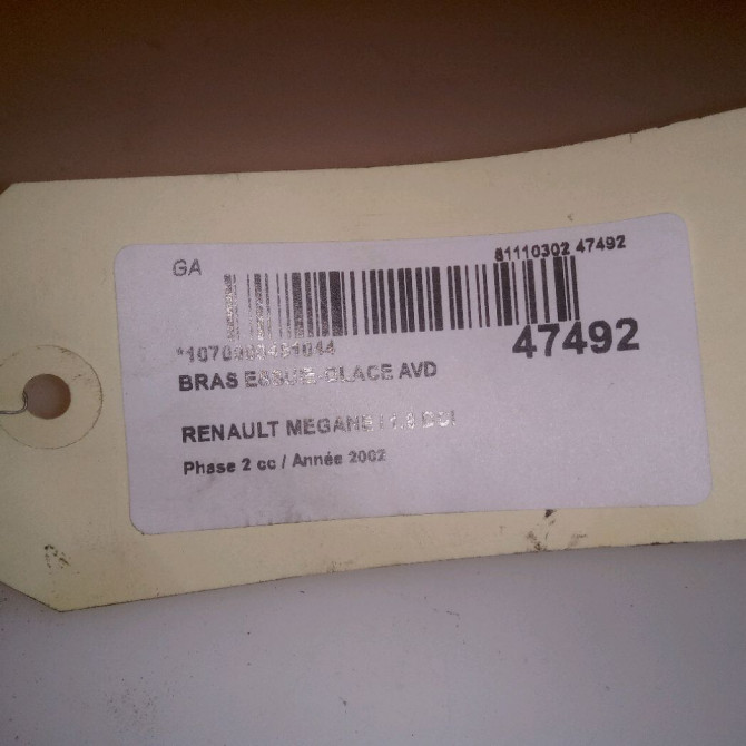 Bras essuie-glace avant droit occasion RENAULT MEGANE I Phase 2 03-1999->06-2003 1.9 DCI 7701040768 4