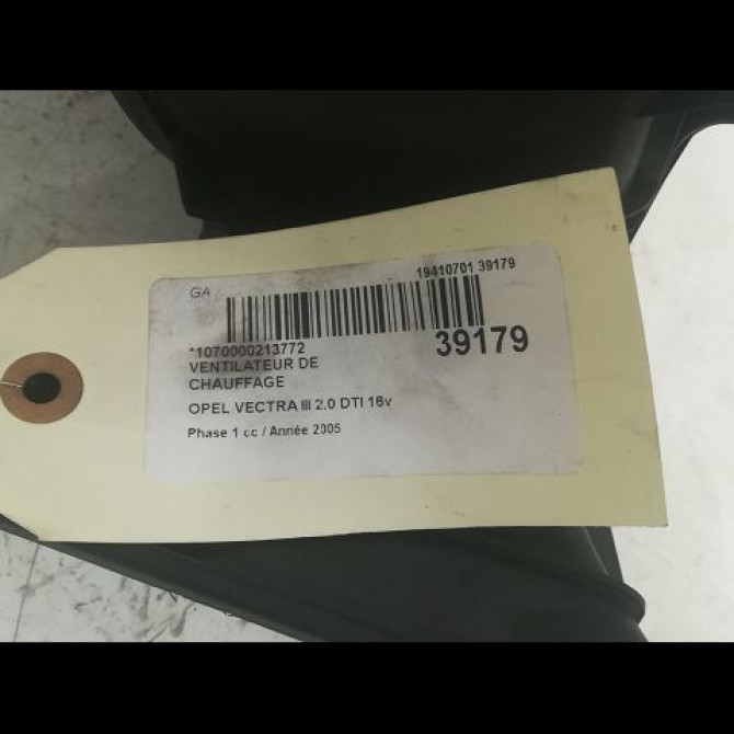 Ventilateur de chauffage occasion OPEL VECTRA III Phase 1 06-2002->10-2005 2.0 DTI 16v 13250115 3