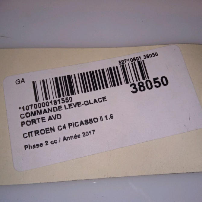 Commande lève-glace porte avant droite occasion CITROEN C4 PICASSO II Phase 2 09-2016->... 1.6 BLUEHDI 120ch 96762292ZD 4