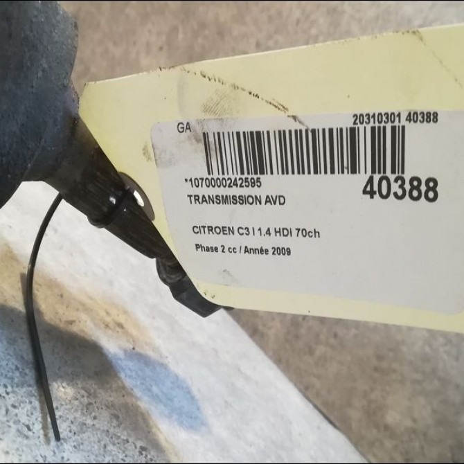 Transmission avant droite occasion CITROEN C3 I Phase 2 10-2005->12-2010 1.4 HDi 70ch 3273SX 4