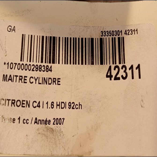 Maitre cylindre occasion CITROEN C4 I Phase 1 11-2004->07-2008 1.6 HDI 92ch 4601L0 3