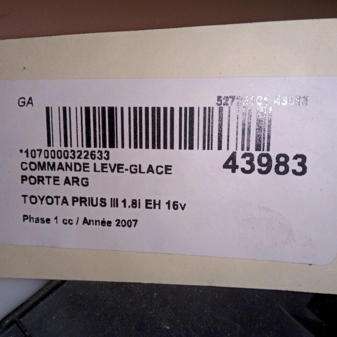 Commande leve-glace porte arrière gauche occasion TOYOTA PRIUS II 4