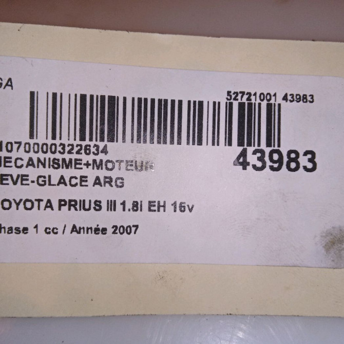 Mecanisme+moteur leve-glace arg occasion TOYOTA PRIUS II 6980252070 4
