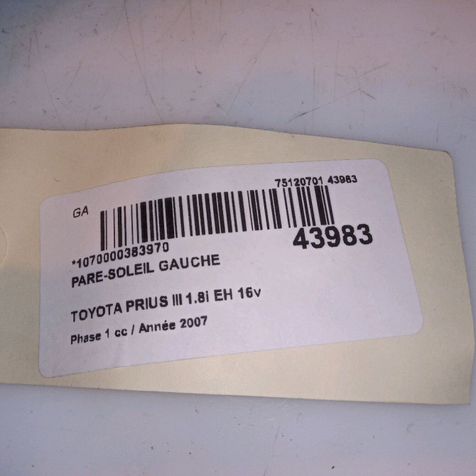 Pare-soleil gauche occasion TOYOTA PRIUS II 7432047123B4 3