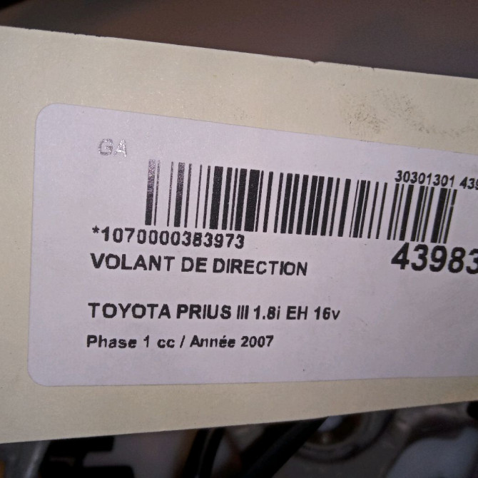 Volant de direction occasion TOYOTA PRIUS II 4510047091C0 4