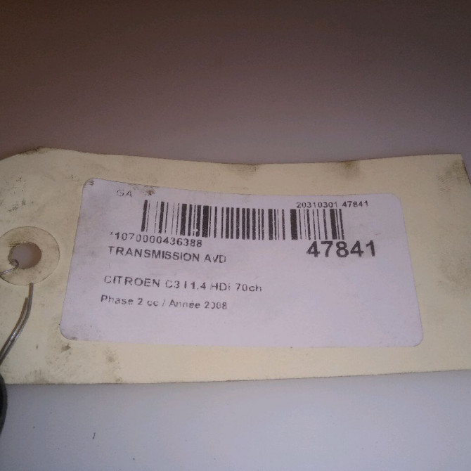 Transmission avant droite occasion CITROEN C3 I Phase 2 10-2005->12-2010 1.4 HDi 70ch 3273SX 5
