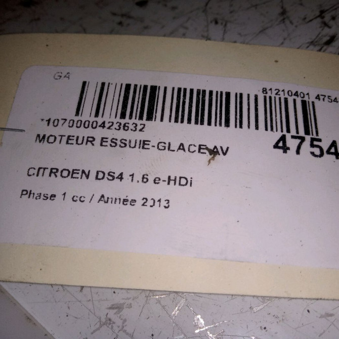 Moteur essuie-glace avant occasion CITROEN DS4 Phase 1 01-2011->03-2016 1.6 e-HDi 110ch 6405RK 4