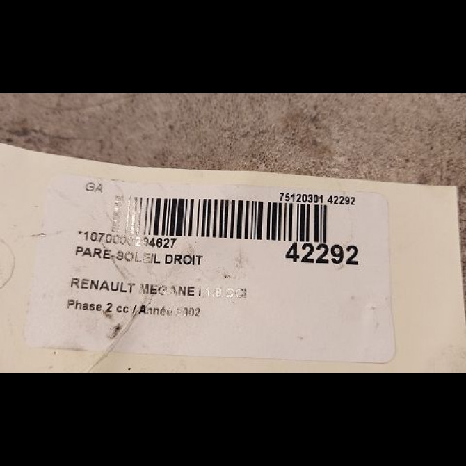 Pare-soleil droit occasion RENAULT MEGANE I Phase 2 03-1999->06-2003 1.9 DCI 8200242530 3