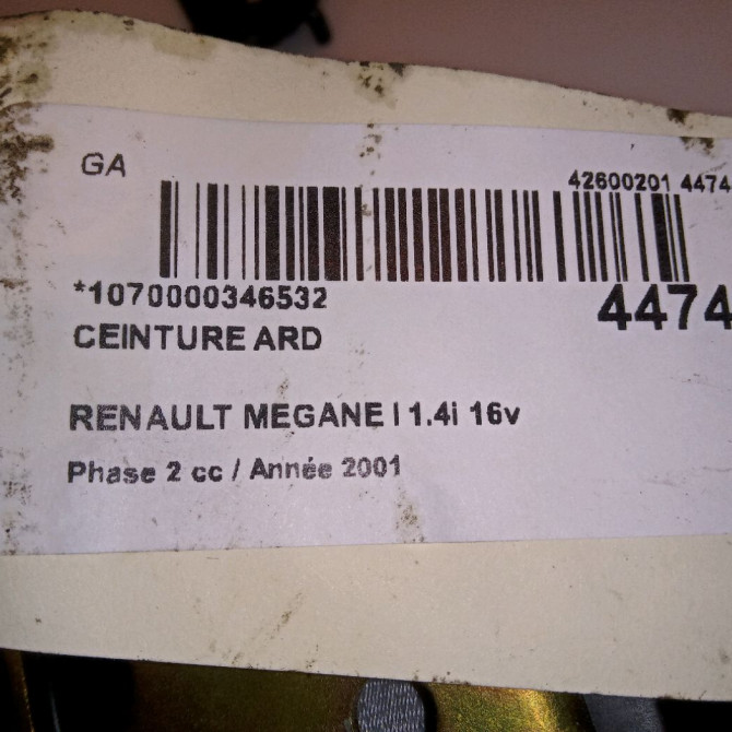 Ceinture arrière droite occasion RENAULT MEGANE I Phase 2 03-1999->06-2003 1.4i 16v 8200091558 4
