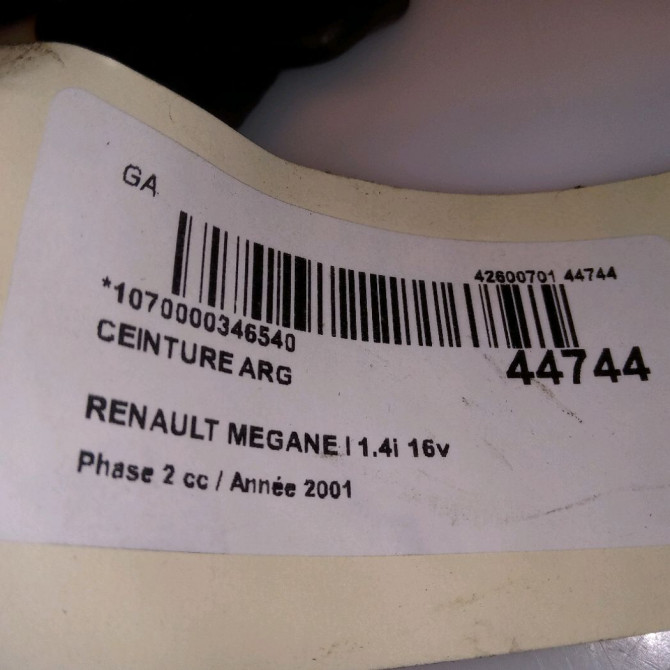 Ceinture arrière gauche occasion RENAULT MEGANE I Phase 2 03-1999->06-2003 1.4i 16v 8200091421 4