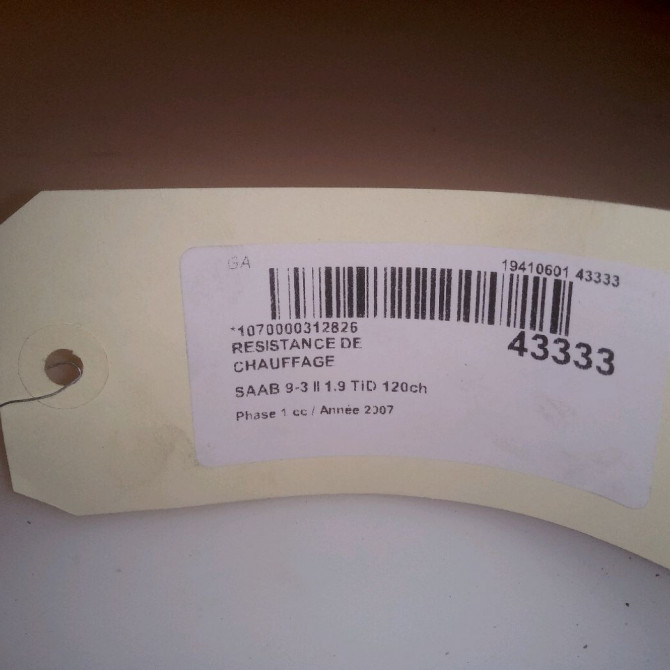 Resistance de chauffage occasion SAAB 9-3 II Phase 1 09-2005->09-2007 1.9 TiD 120ch 6