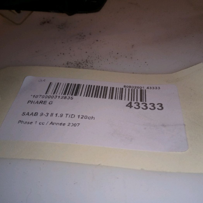 Phare gauche occasion SAAB 9-3 II Phase 1 09-2005->09-2007 1.9 TiD 120ch 12797388 6