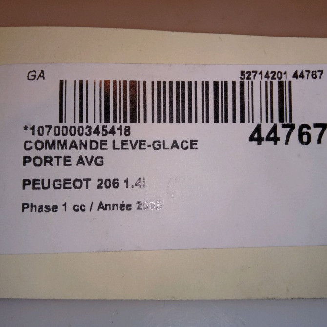 Commande lève-glace porte avant gauche occasion PEUGEOT 206 Phase 1 09-1998->03-2009 1.4i 6552WQ 5