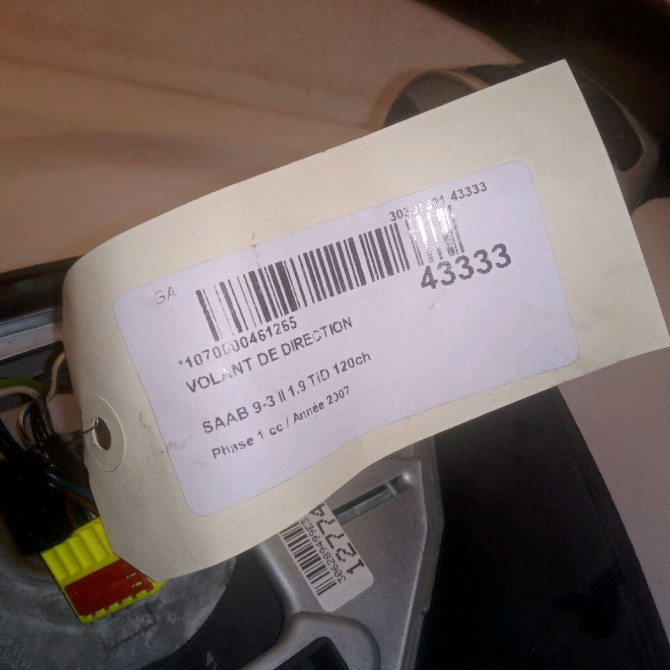 Volant de direction occasion SAAB 9-3 II Phase 1 09-2005->09-2007 1.9 TiD 120ch 12758901 6