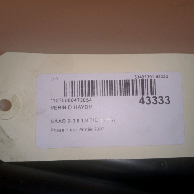 Verin droit hayon occasion SAAB 9-3 II Phase 1 09-2005->09-2007 1.9 TiD 120ch 12778556 4
