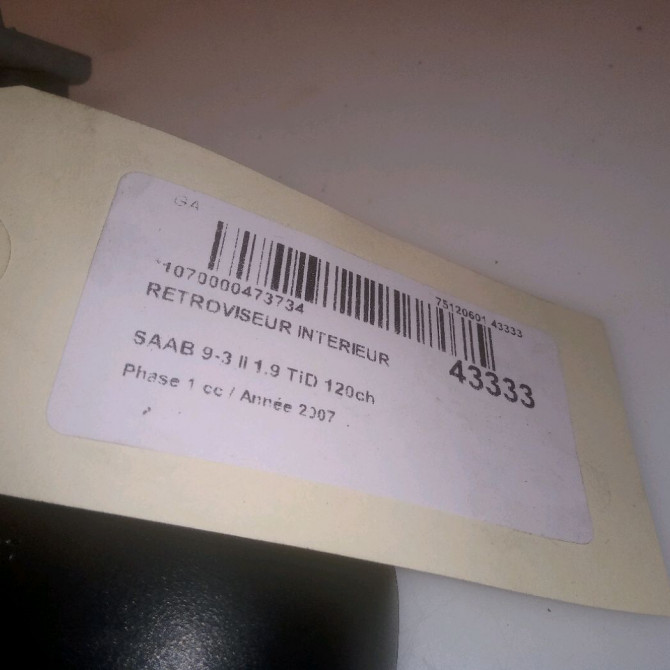 Retroviseur interieur occasion SAAB 9-3 II Phase 1 09-2005->09-2007 1.9 TiD 120ch 12777848 4