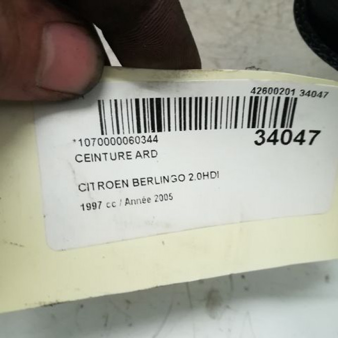 Ceinture arrière droite occasion CITROEN BERLINGO I Phase 2 11-2002->10-2010 2.0 HDi 90ch 3