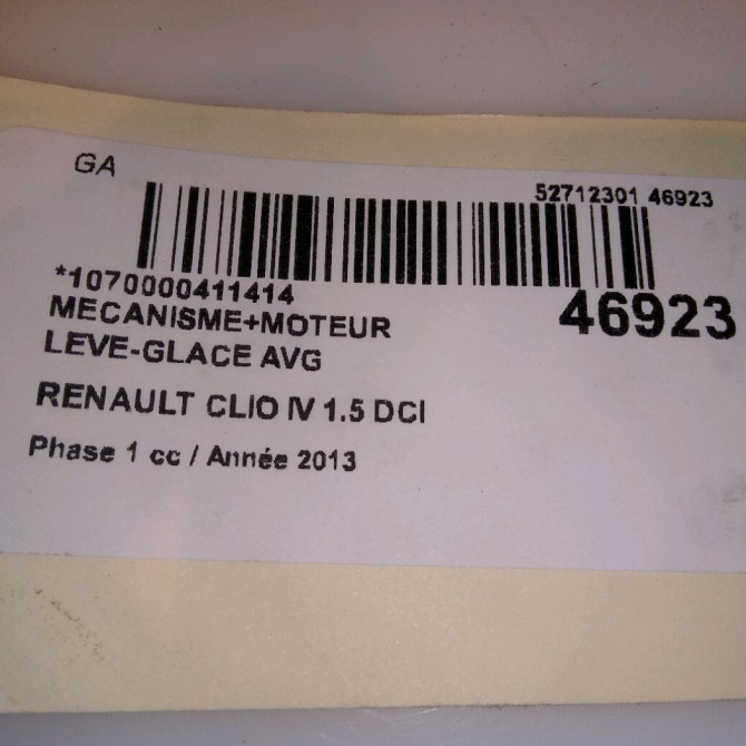 Mecanisme+moteur leve-glace avg occasion RENAULT CLIO IV Phase 1 07-2012->... 1.5 DCI 90ch 807018534R 5