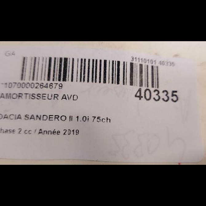 Amortisseur avant droit occasion DACIA SANDERO II Phase 1 04-1995->04-1999 1.0i 75ch 543023022R 2