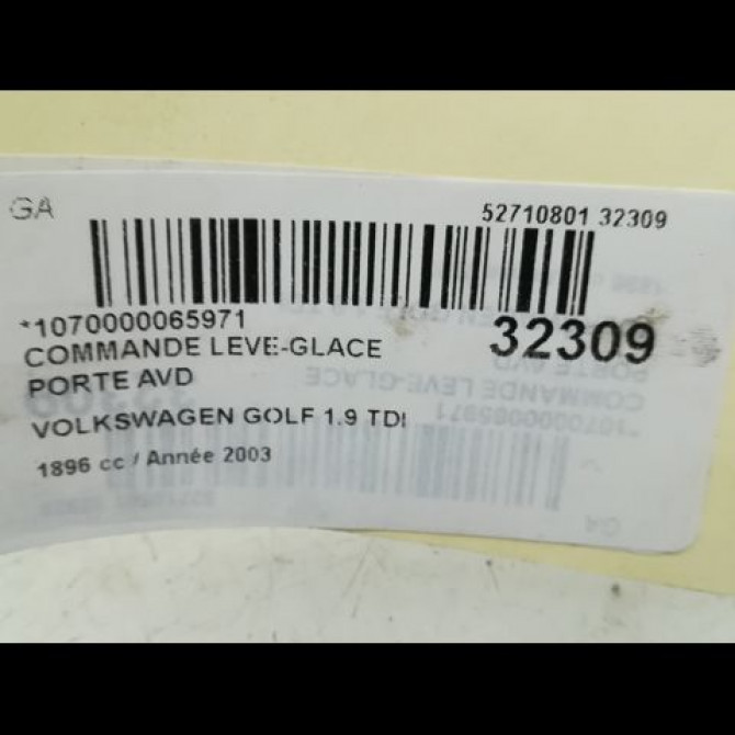 Commande lève-glace porte avant droite occasion VOLKSWAGEN GOLF IV GOLF IV Phase 1 1998-01-01->2005-06-30 1.9 TDI 100ch 3B0959855B01C 5