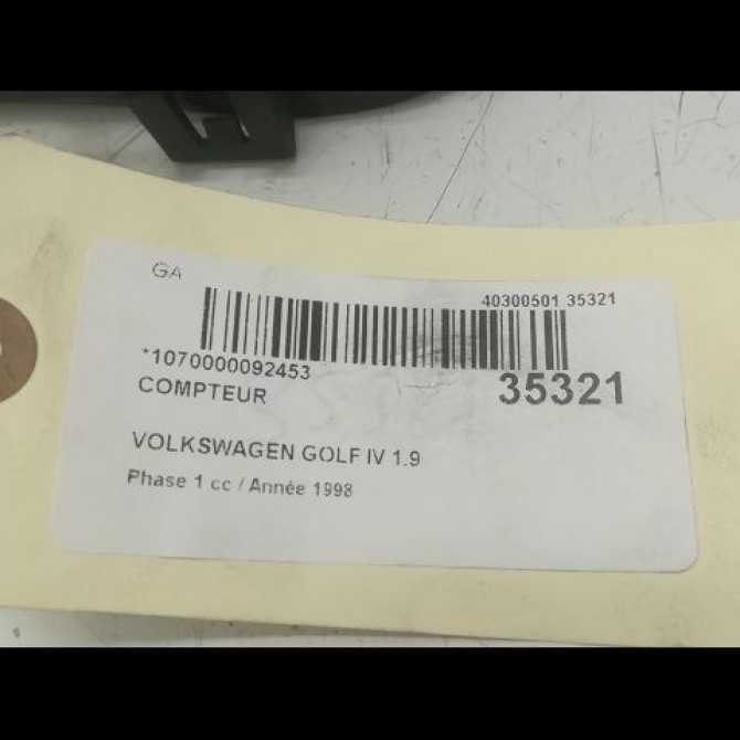 Compteur occasion VOLKSWAGEN GOLF IV GOLF IV Phase 1 1998-01-01->2005-06-30 1.9 TDI 90ch 5