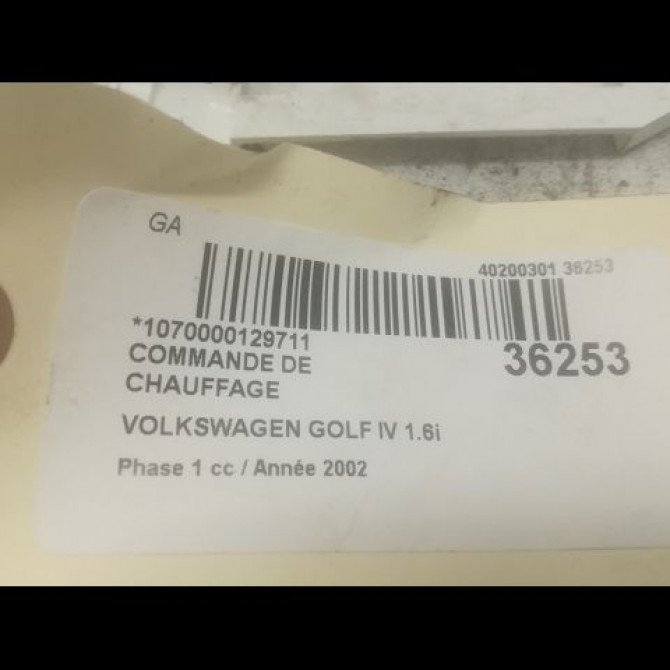 Commande de chauffage occasion VOLKSWAGEN GOLF IV GOLF IV Phase 1 1998-01-01->2005-06-30 1.6i 8v 100ch 3B1907044C 3