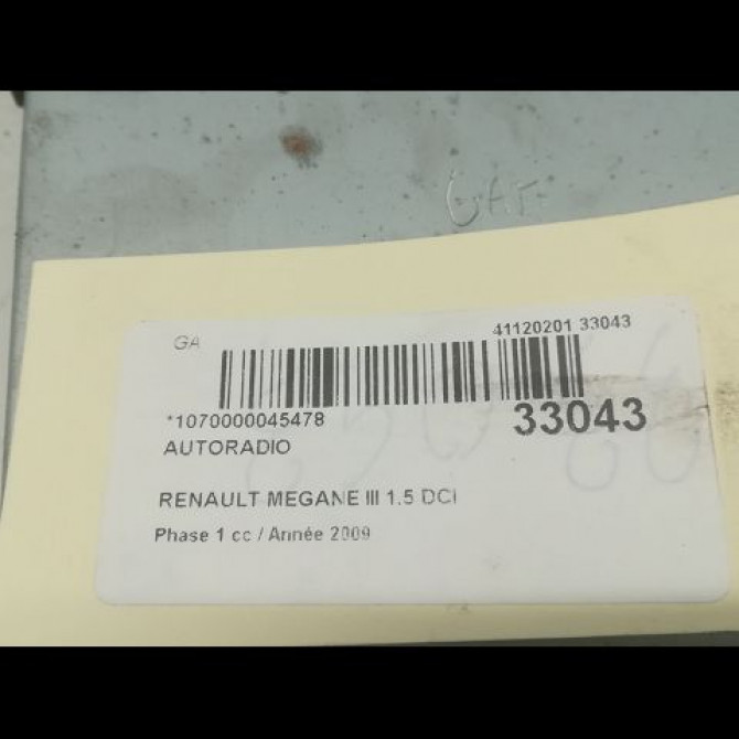 Autoradio occasion RENAULT MEGANE III Phase 1 11-2008->01-2012 1.5 DCI 105ch 281158115R 3