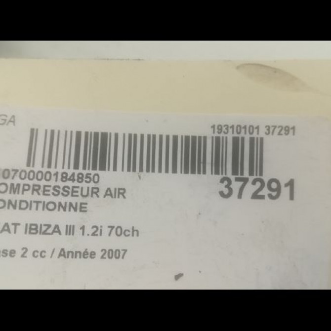 Compresseur air conditionne occasion SEAT IBIZA III Phase 2 03-2006->06-2009 1.2i 70ch 6R0820803F 3