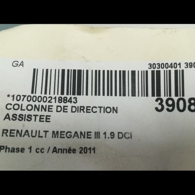 Colonne de direction assistee occasion RENAULT MEGANE III Phase 1 11-2008->01-2012 1.9 DCI 130ch 488101031R 4