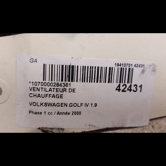 Ventilateur de chauffage occasion VOLKSWAGEN GOLF IV GOLF IV Phase 1 1998-01-01->2005-06-30 1.9 TDI 100ch 1J1819021C 3