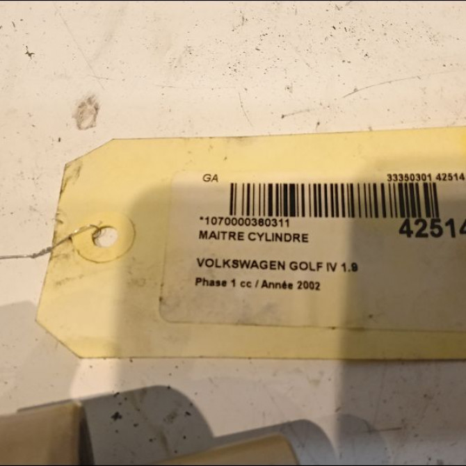 Maitre cylindre occasion VOLKSWAGEN GOLF IV GOLF IV Phase 1 1998-01-01->2005-06-30 1.9 TDI 90ch 1J1614019K 3